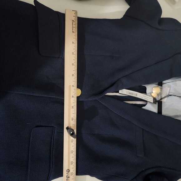 Harve Benard Navy Textured Blazer Size 6 Gold Button Closure Navy Blue - Picture 12 of 16